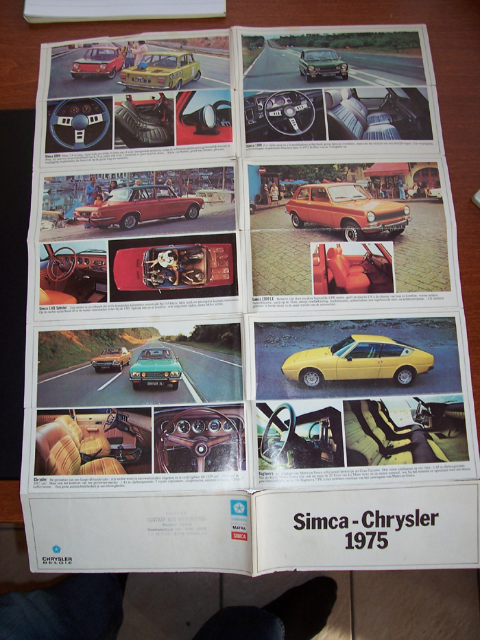 Overzichtsfolder uit 1975 met het volledige SIMCA-gamma.