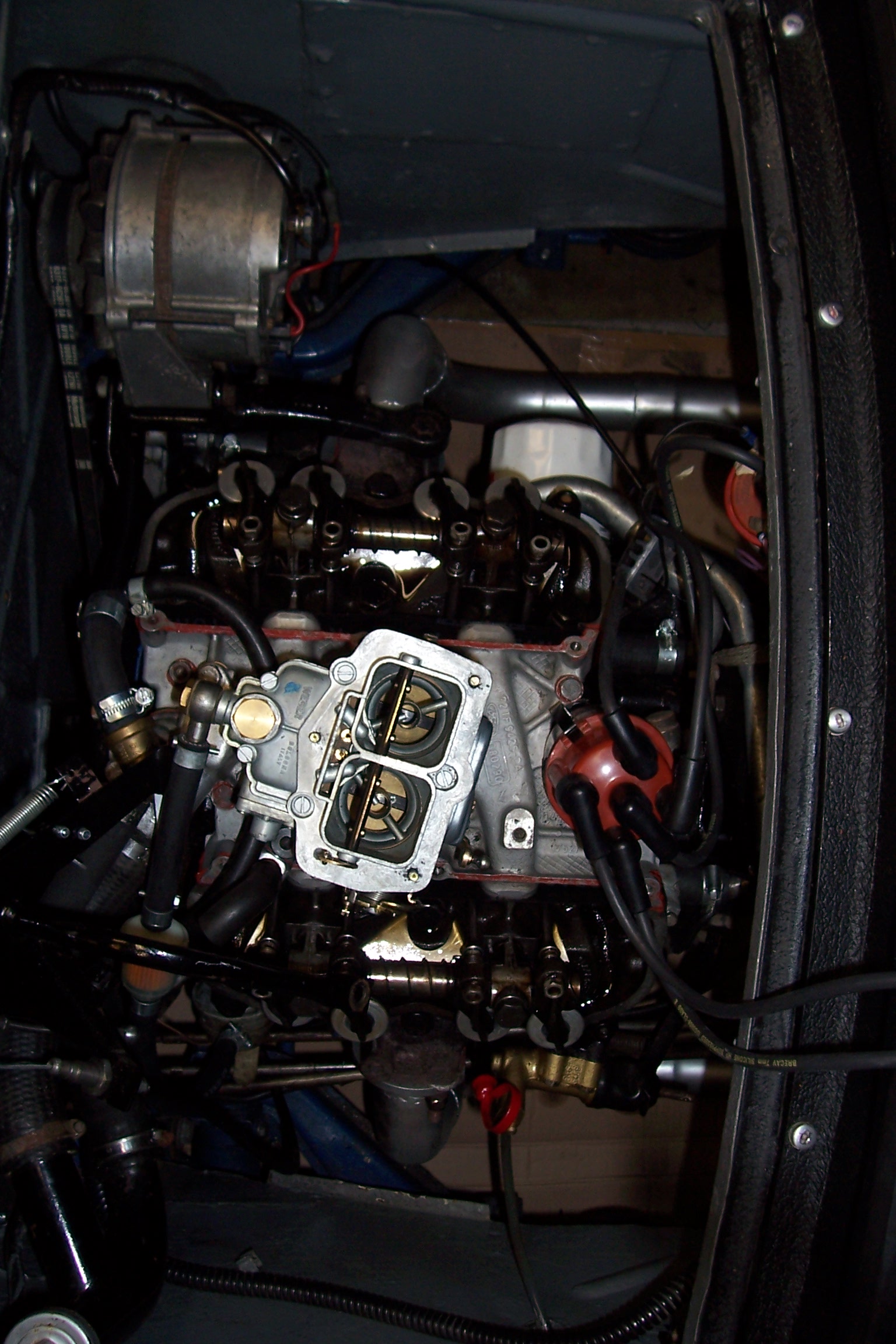 Foto van de motor van Rolf ingebouwd in zijn Matra 530